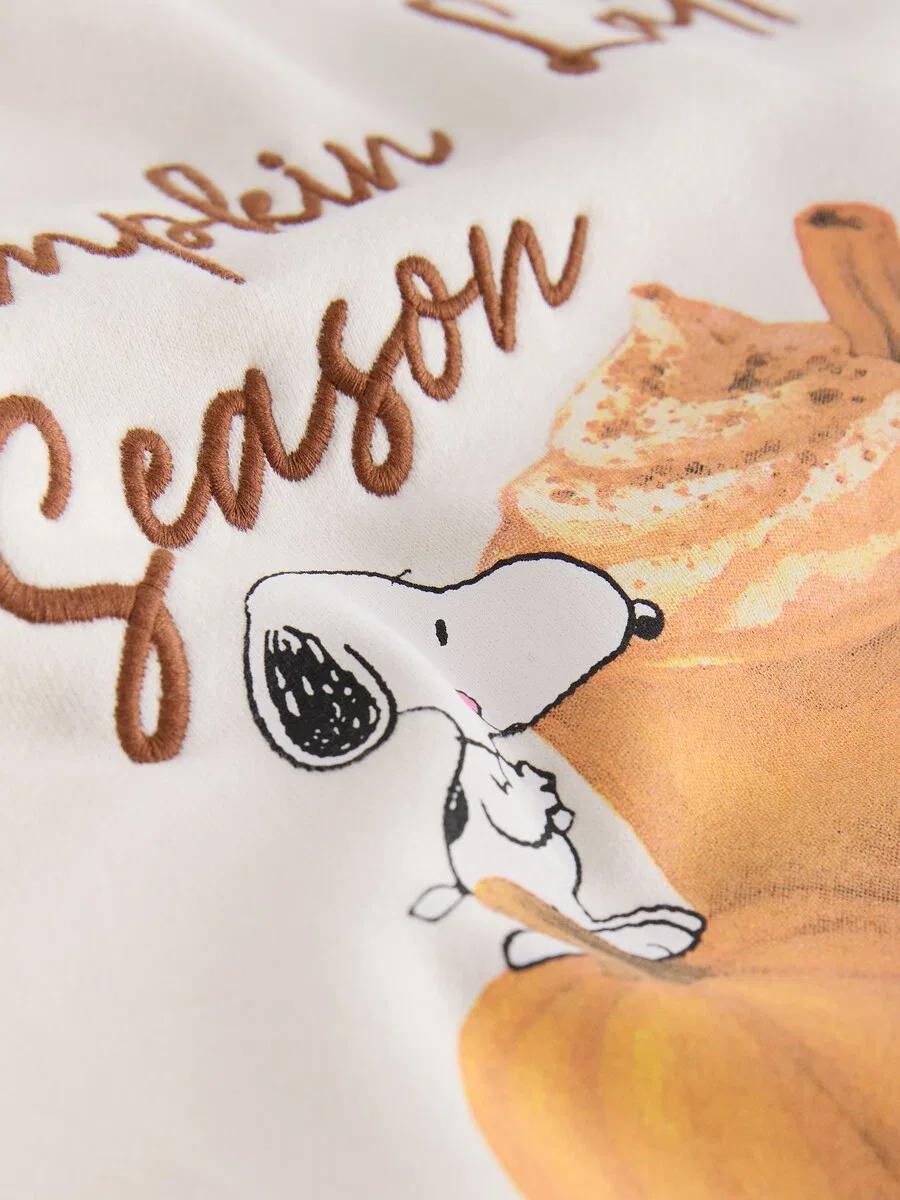 Толстовка Next 'Pumpkin Latte Snoopy Licence' цвета экрю — фото 3