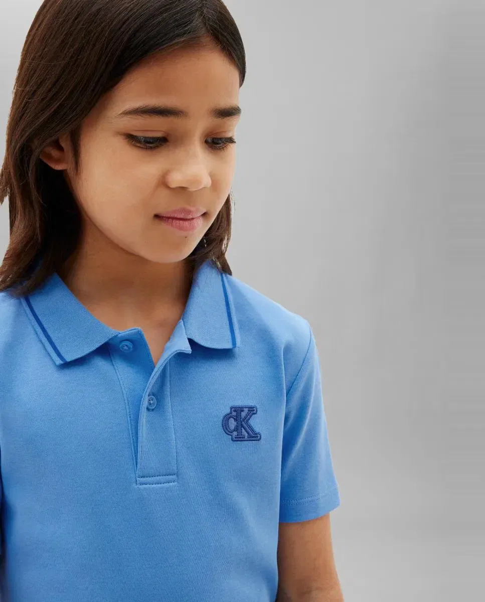 Детское поло для мальчиков хлопковое с контрастными элементами Calvin Klein, Azul — фото 3