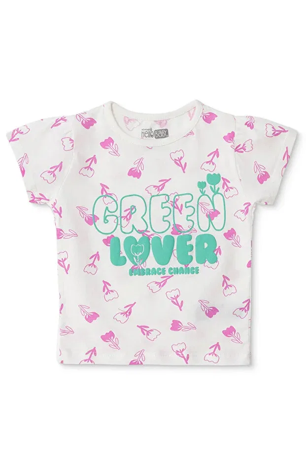 Детская футболка для девочек хлопковая Hellobaby Ebebek Hello Baby, Ecru Printed