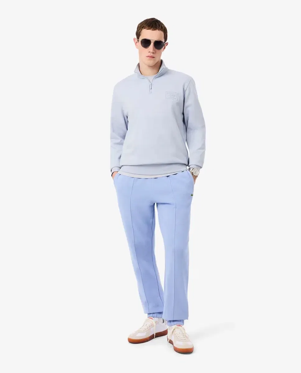 Мужская свитшот с высоким воротником на молнии с рельефным принтом Lacoste, Azul Claro — фото 4