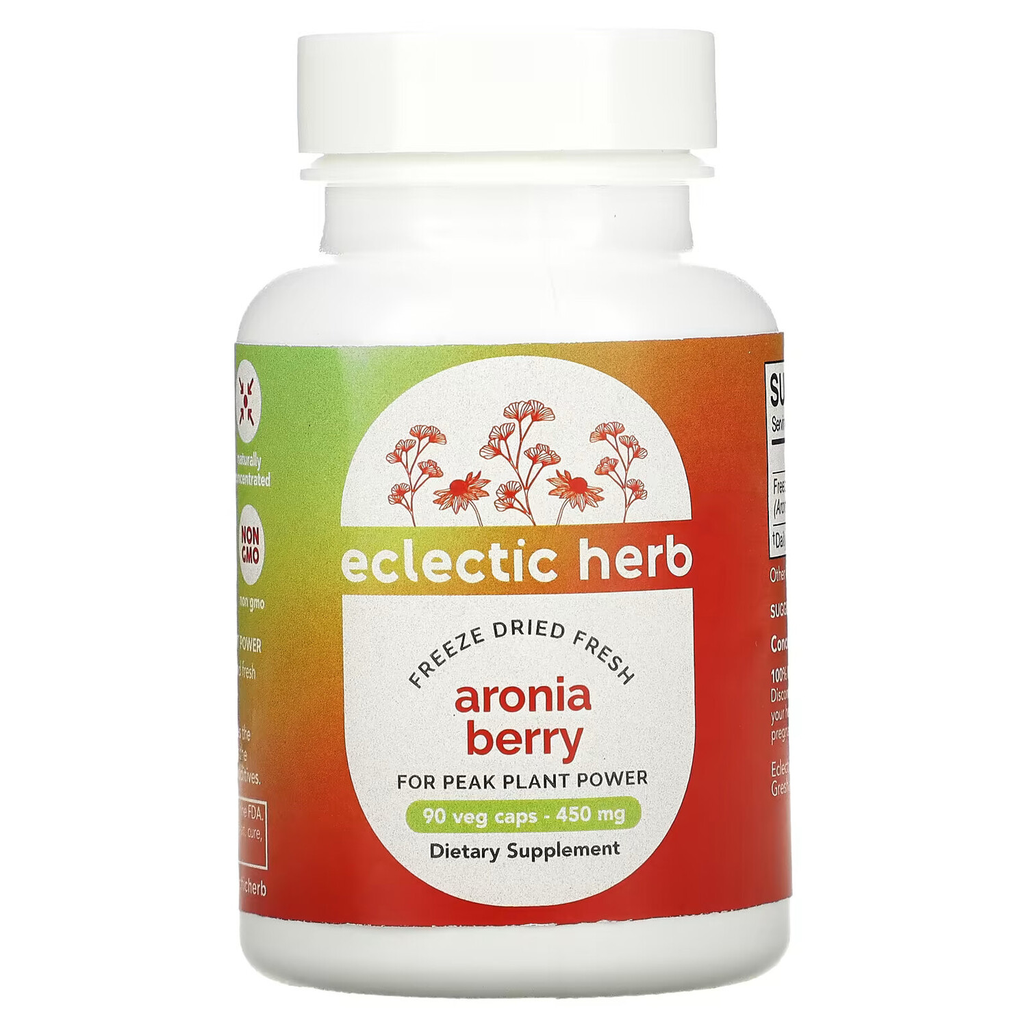 

Eclectic Institute, Freeze Dried Fresh, ягоды аронии, 450 мг, 90 растительных капсул