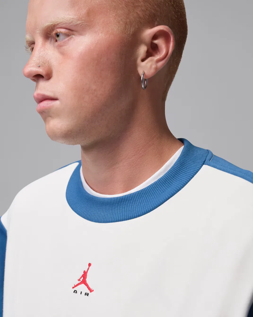 Мужская флисовая толстовка с круглым вырезом Jordan Brooklyn, Sail/True Blue/University Red — фото 3