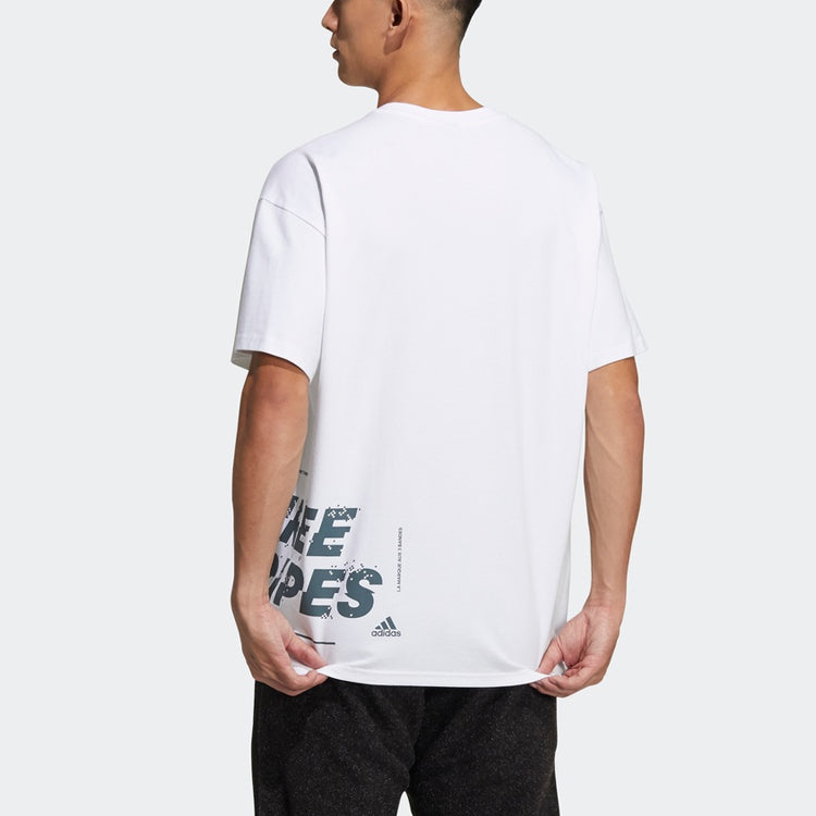 Футболка adidas Alphabet Printing Casual Round Neck Short Sleeve White, белый — фото 3