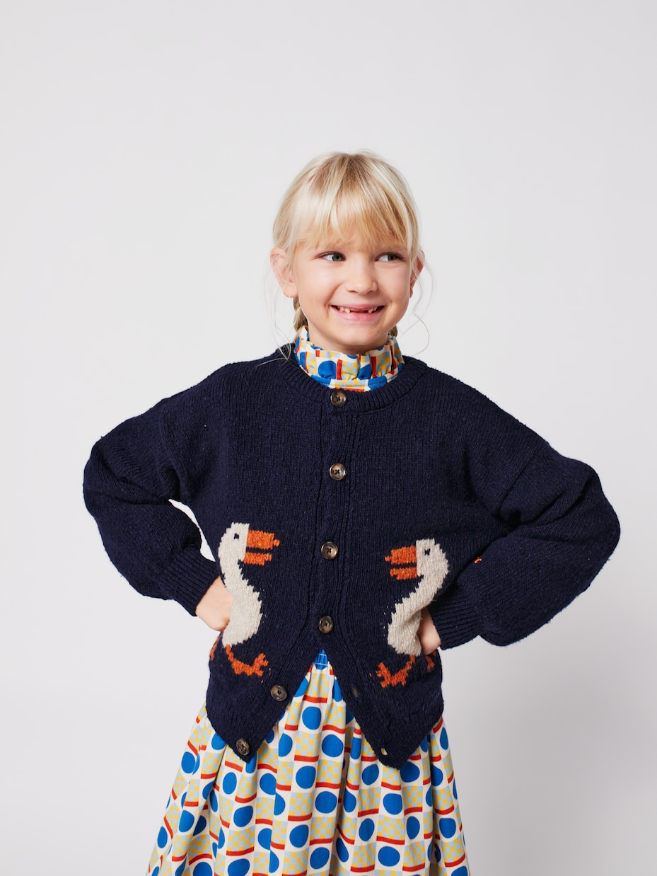 Кардиган La Oca из шерстяной смеси, ребристая вязка Bobo Choses, Navy Blue — фото 4