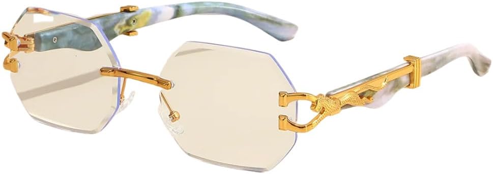 

Солнцезащитные очки без оправы с золотым леопардовым принтом, восьмиугольные, для женщин и мужчин, роскошные винтажные солнцезащитные очки, популярные панк-очки для активного отдыха generic, Marble Gray