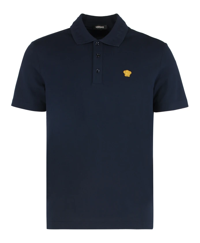 

Поло с вышитой Медузой Versace, синий