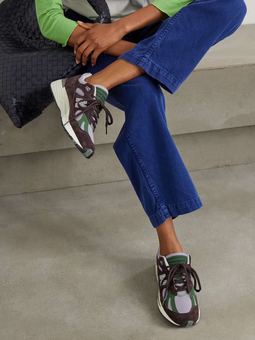991 кроссовки с отделкой из кожи и замши и сеткой New Balance, коричневый — фото 2