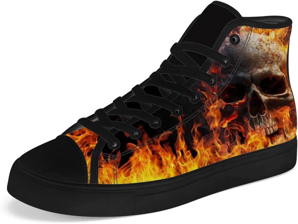 

Мужские и женские высокие кеды с черепом на шнуровке, готические высокие кеды, повседневная обувь Chebing, черный