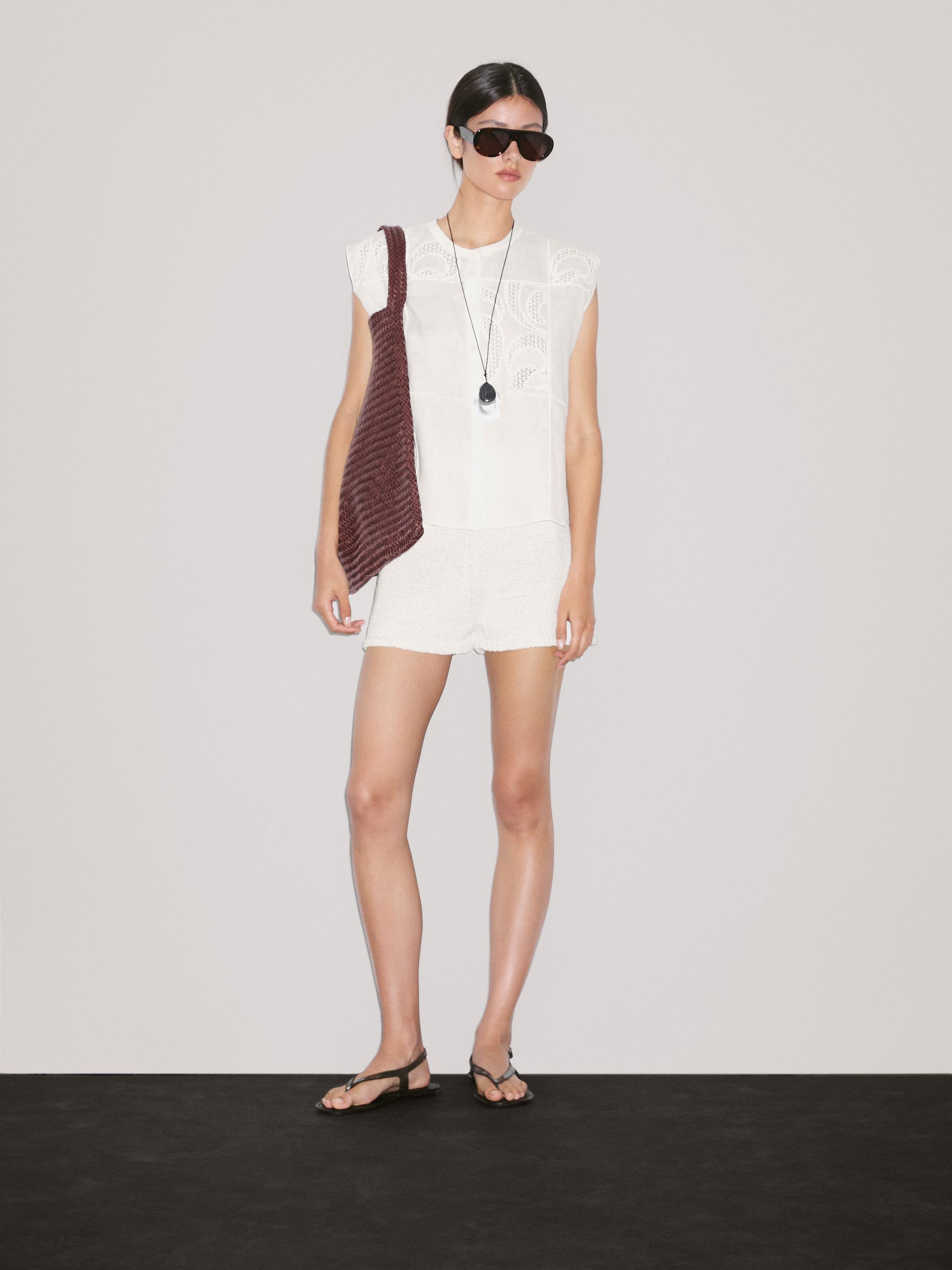 

Трикотажные шорты из хлопковой смеси Massimo Dutti, белый