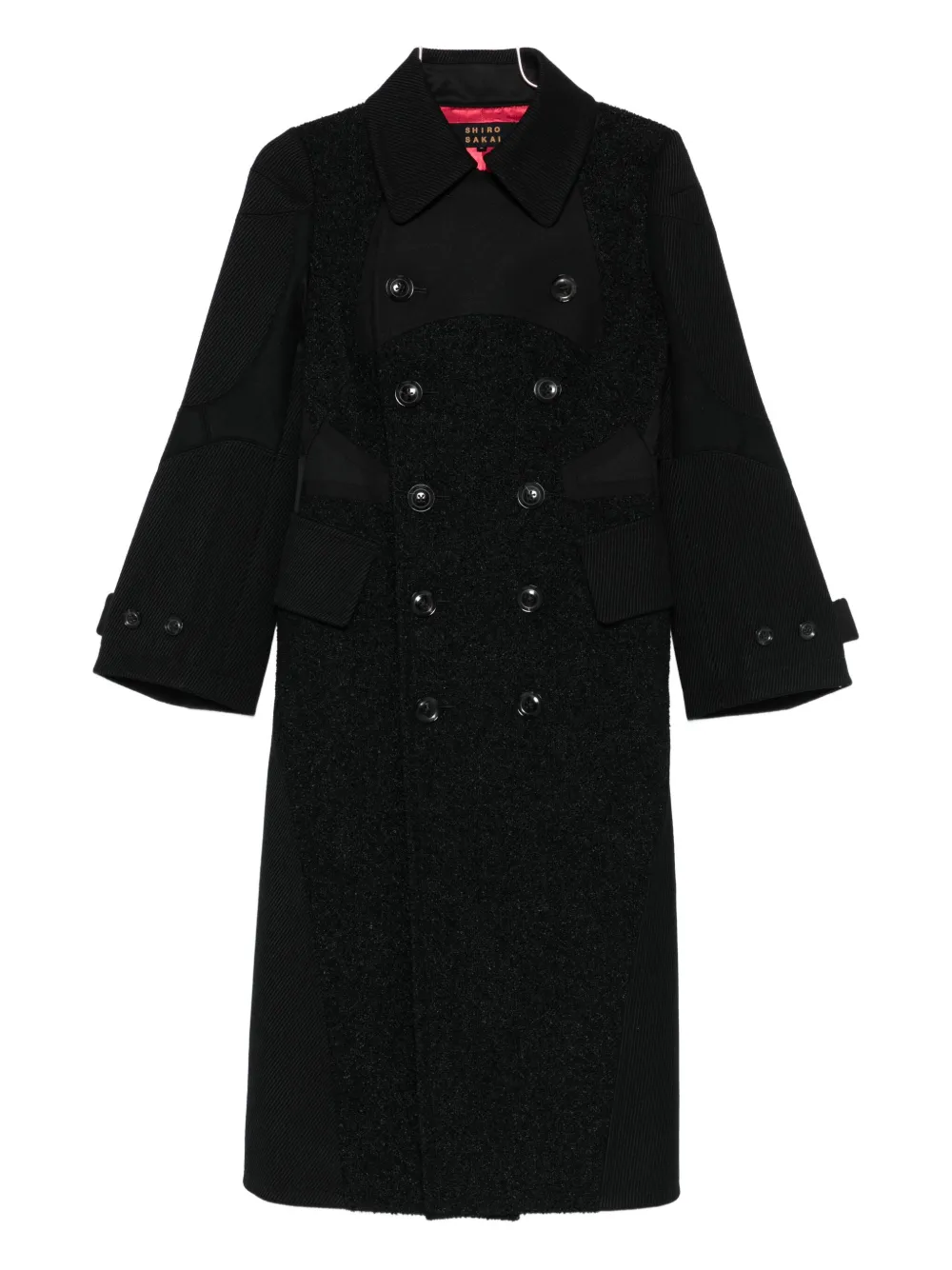

Двубортное пальто с панелями Shiro Sakai, черный