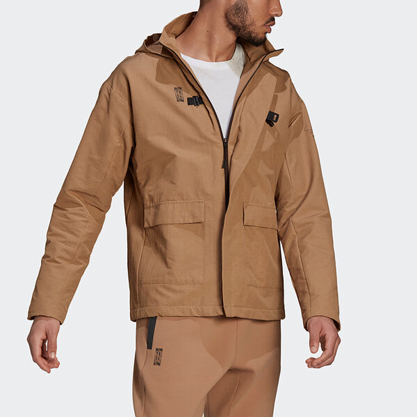 Куртка adidas Wj Jkt Warm Solid Color Casual Sports Hooded Jacket Yellow, желтый — фото 3