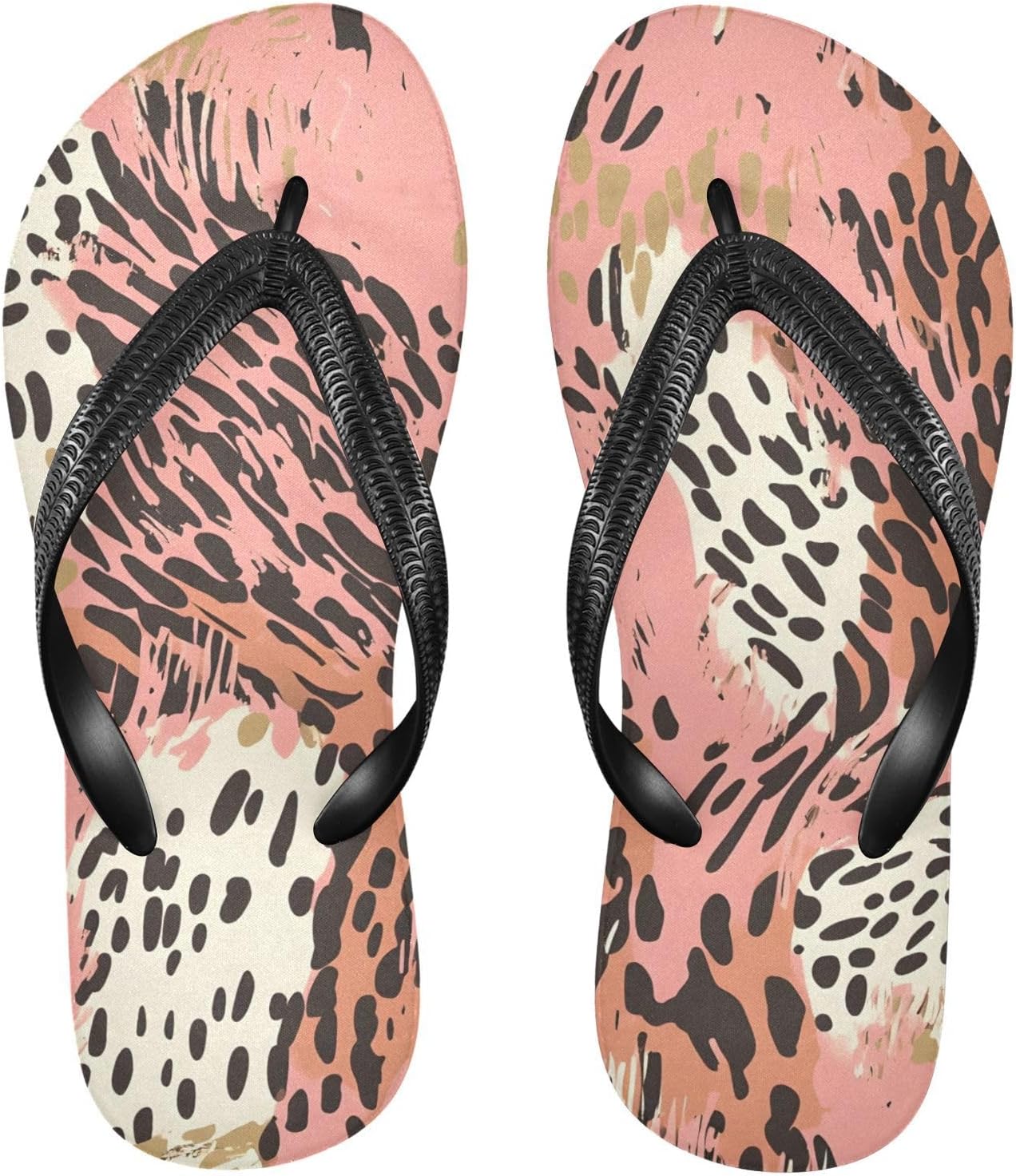 

Женские и мужские пляжные летние повседневные шлепанцы с леопардовым принтом розово-коричневого цвета для душа 20860939 Kfbe
