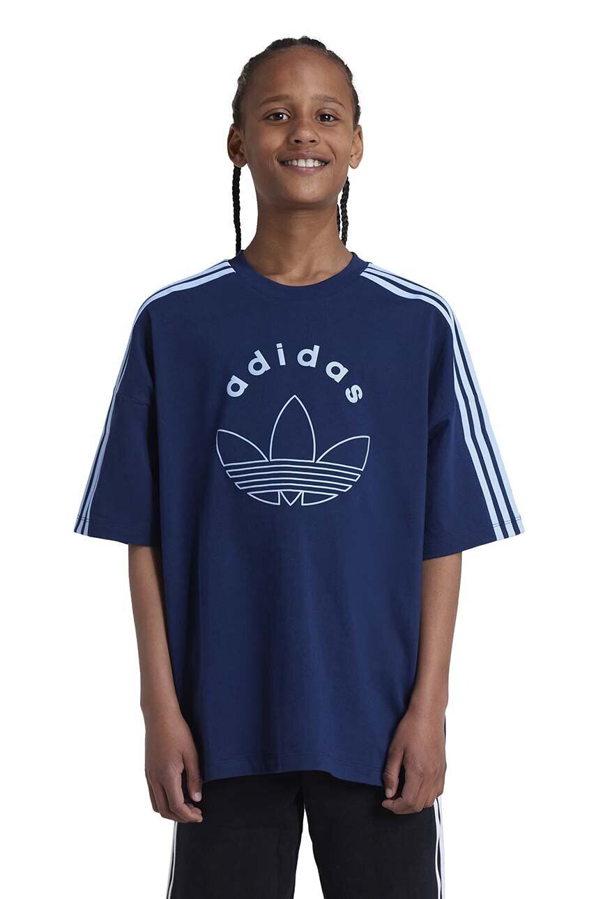 

Детская хлопковая футболка adidas Originals, темно-синий