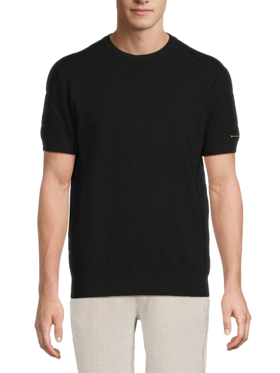 

Свитер с короткими рукавами и жаккардовым узором зигзаг Karl Lagerfeld Paris, черный