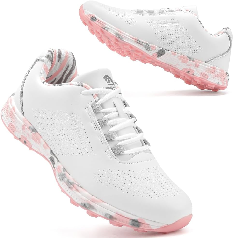 

Женские профессиональные кроссовки для гольфа Без шипов, женские кроссовки для гольфа, для тренировок на улице, женские кроссовки для ходьбы по полю для гольфа Ifrich, розовый