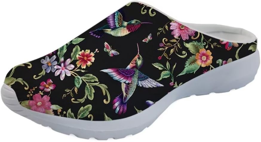 

Мужские садовые сабо GLENLCWE, женские сабо-сандалии, сетчатые пляжные тапочки для душа, повседневные мюли с поддержкой свода стопы для дома и улицы, Retro Hummingbird Rose
