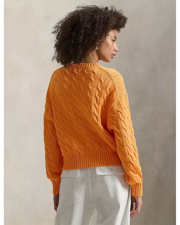 Свитер с круглым вырезом и косами Ralph Lauren, Orange — фото 3