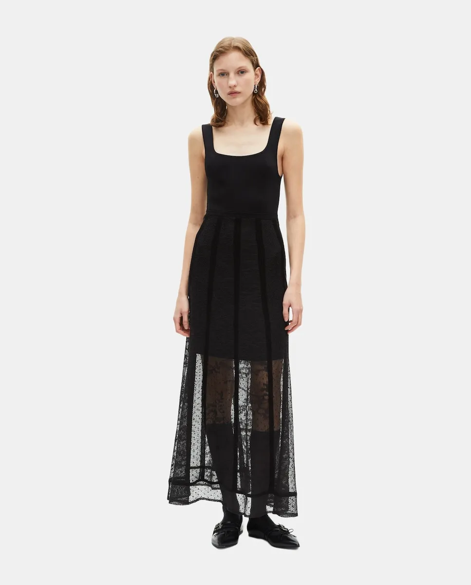 

Длинное вязаное платье с кружевом The Kooples, черный