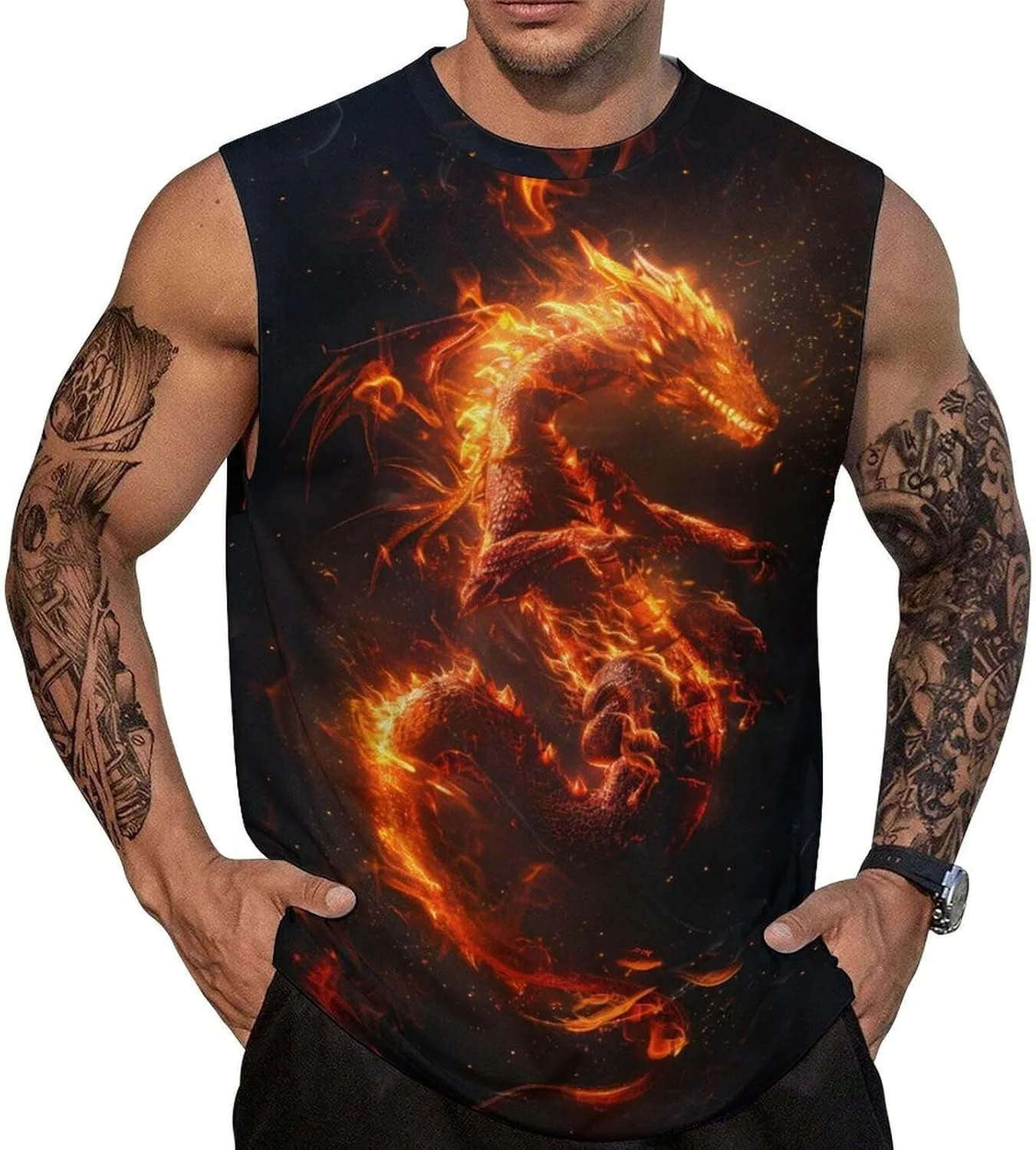 

Мужская футболка Flames с принтом для тренировок BarbedRose