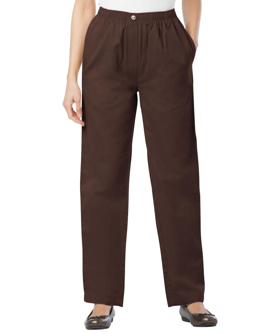 

Женские джинсы Within Tall Straight-Leg из хлопка, прямого кроя, надеваются через голову, эластичный пояс, рассчитаны на 7 дней носки Woman Within, Chocolate