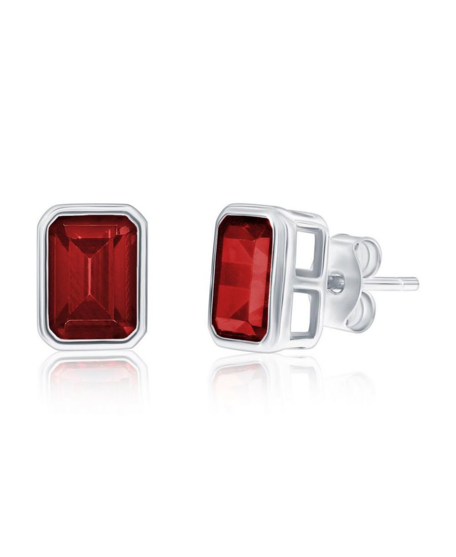 

Серьги-гвоздики из стерлингового серебра, прямоугольные, с фианитами, с камнем-талисманом по знаку зодиака Simona, Garnet
