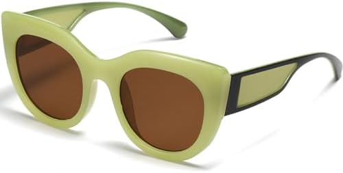 

Модные солнцезащитные очки «кошачий глаз» в крупной винтажной оправе для мужчин и женщин. Модные овальные солнцезащитные очки для женщин с защитой от УФ-излучения UV400 MTZJH, Green Tea