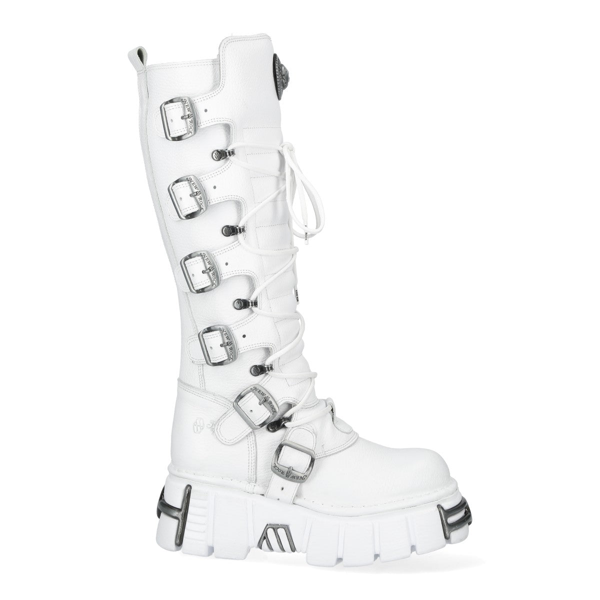 New Rock M-272-C69 Высокие до колена белые кожаные готические ботинки — фото 4