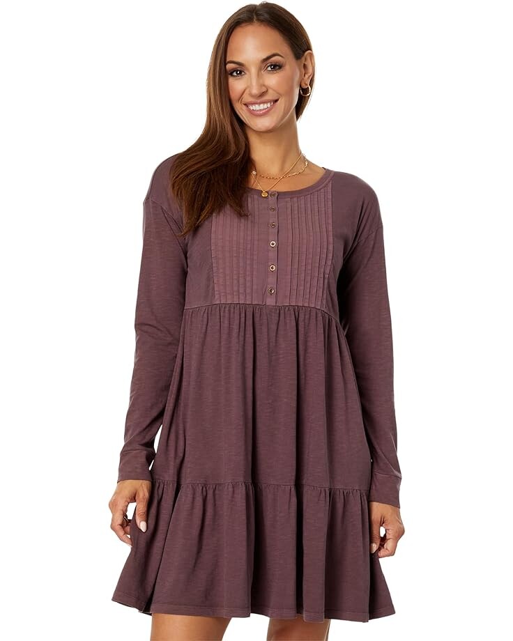 

Платье Lucky Brand Pin Tuck Tiered Knit Henley, цвет Huckleberry