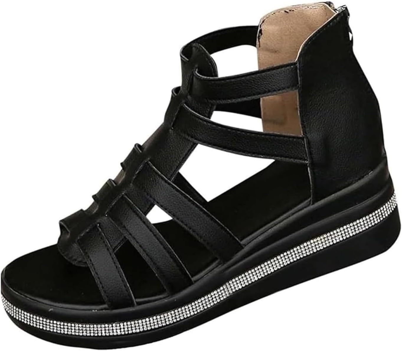 

Женские сандалии на танкетке с открытым носком, удобные сандалии на платформе, повседневные летние слипоны, модные нескользящие туфли Toumov, черный