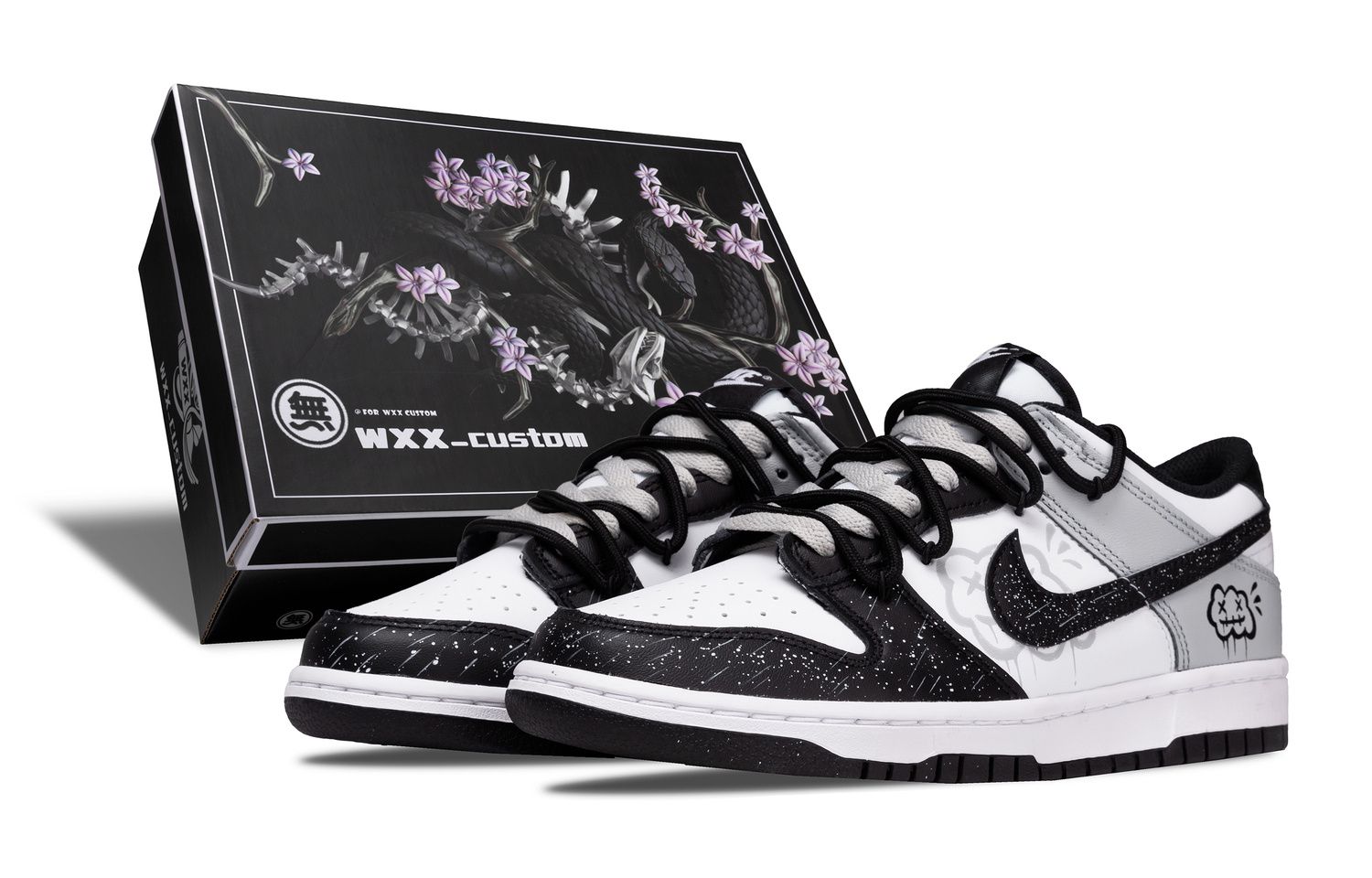 

Dunk Leather Abrasion Resistant Slip Resistant Lightweight Cushioning Low top Детские скейтбординг кроссовки Nike, черный белый серый