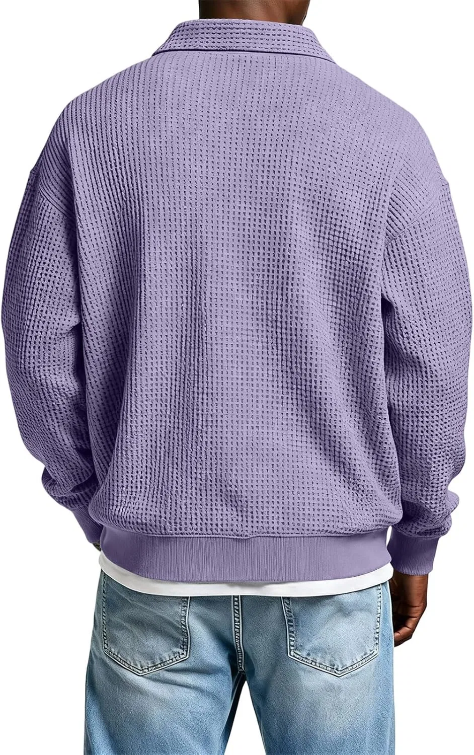 Мужская рубашка поло с вафельным трикотажем, Generic, A009- Purple — фото 2