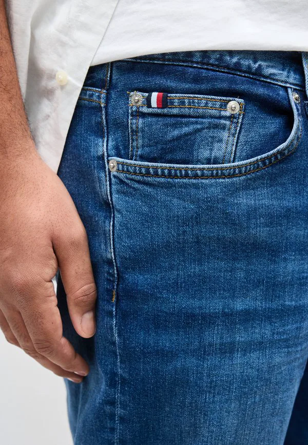 Плюс джинсы с потертостями, обычные джинсы прямого кроя Tommy Hilfiger, Blue — фото 4