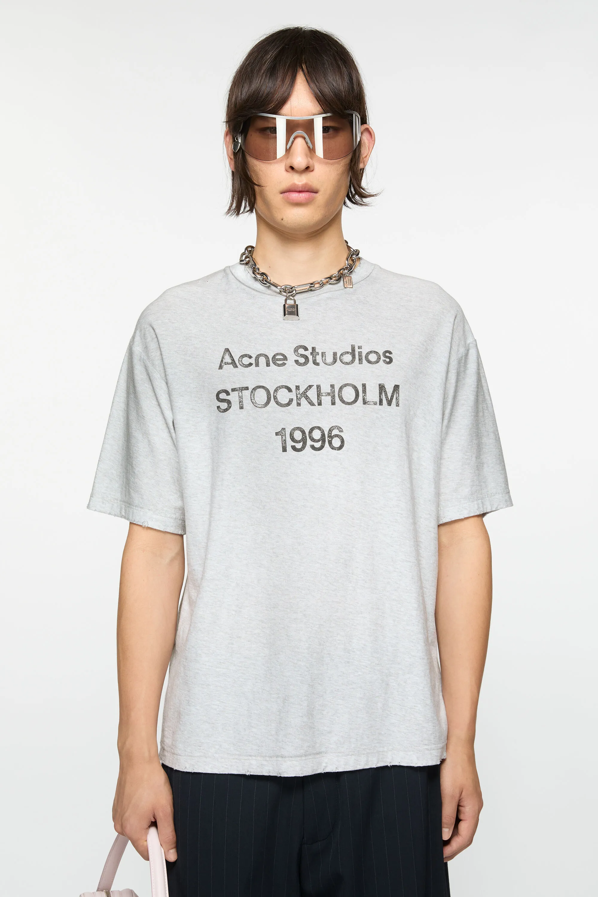 

Футболка с логотипом - Свободный крой унисекс Acne Studios, цвет Pale Grey Melange