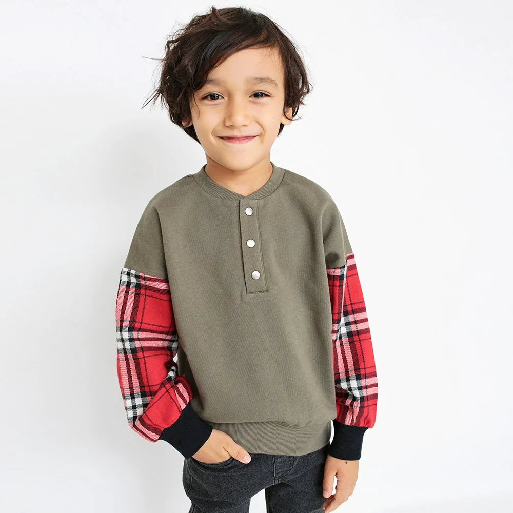 Клетчатая толстовка из смешанных материалов Branshes, Khaki green