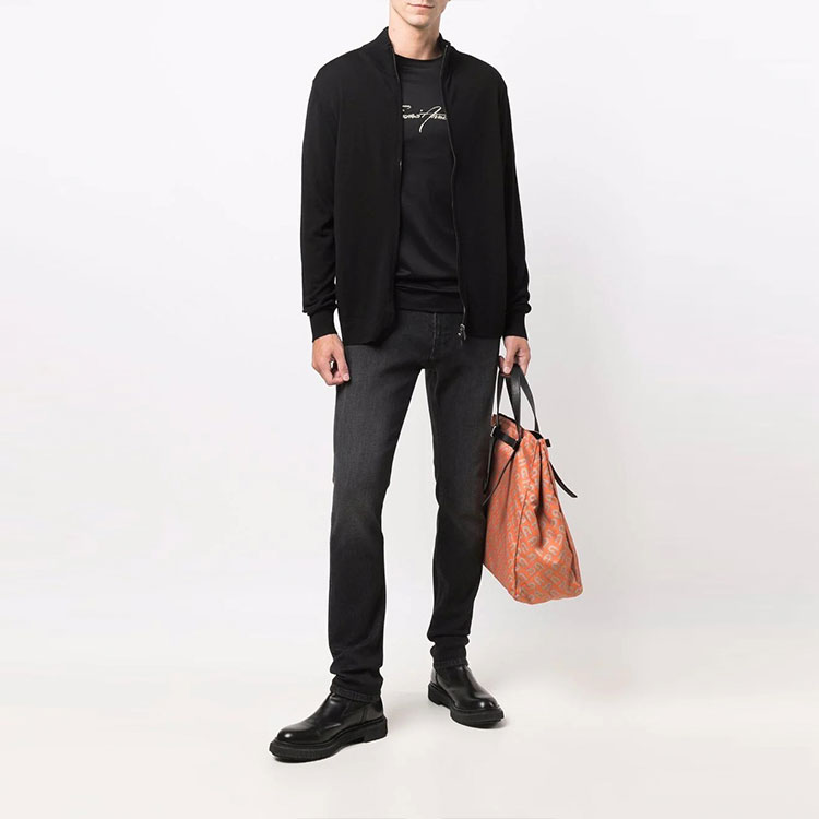 Футболка с высоким воротником на молнии EMPORIO ARMANI, черный — фото 3