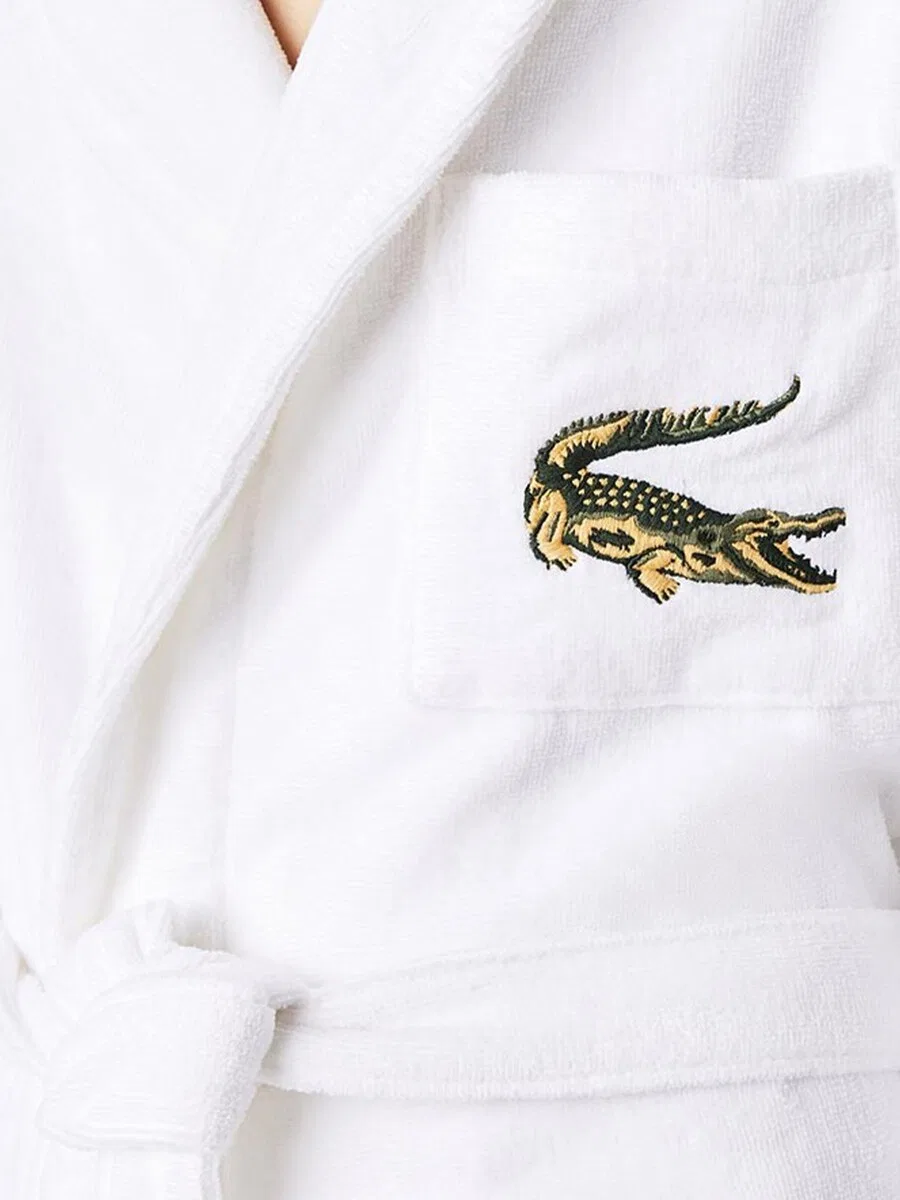 Банный халат LACOSTE LRENE, с печатью логотипа, белый — фото 2