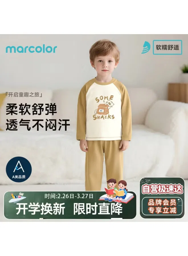 Комплект домашней одежды с принтом кот и снек Marcolor, коричневый