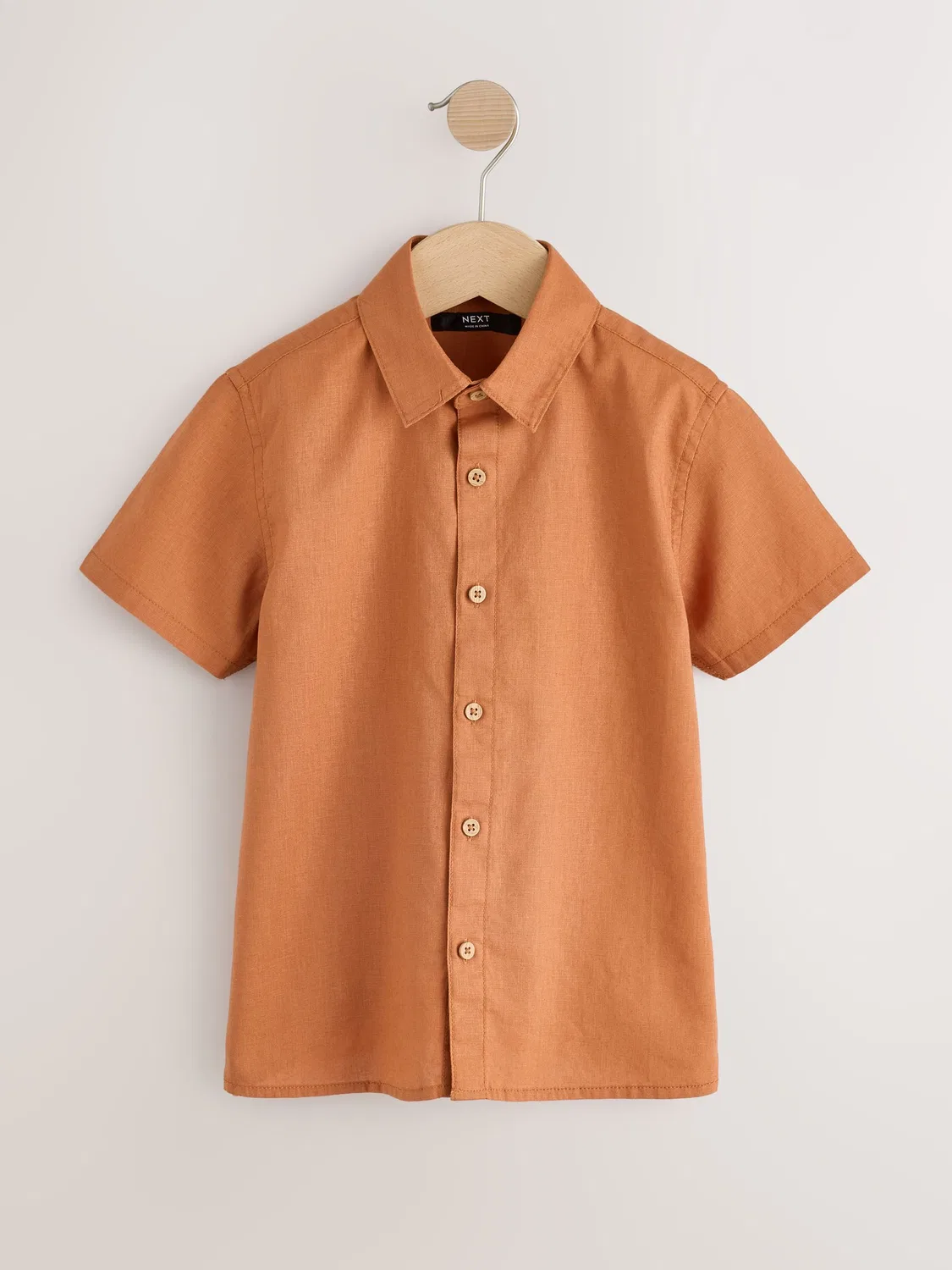 Рубашка с коротким рукавом из льняной смеси, Tan Brown Next