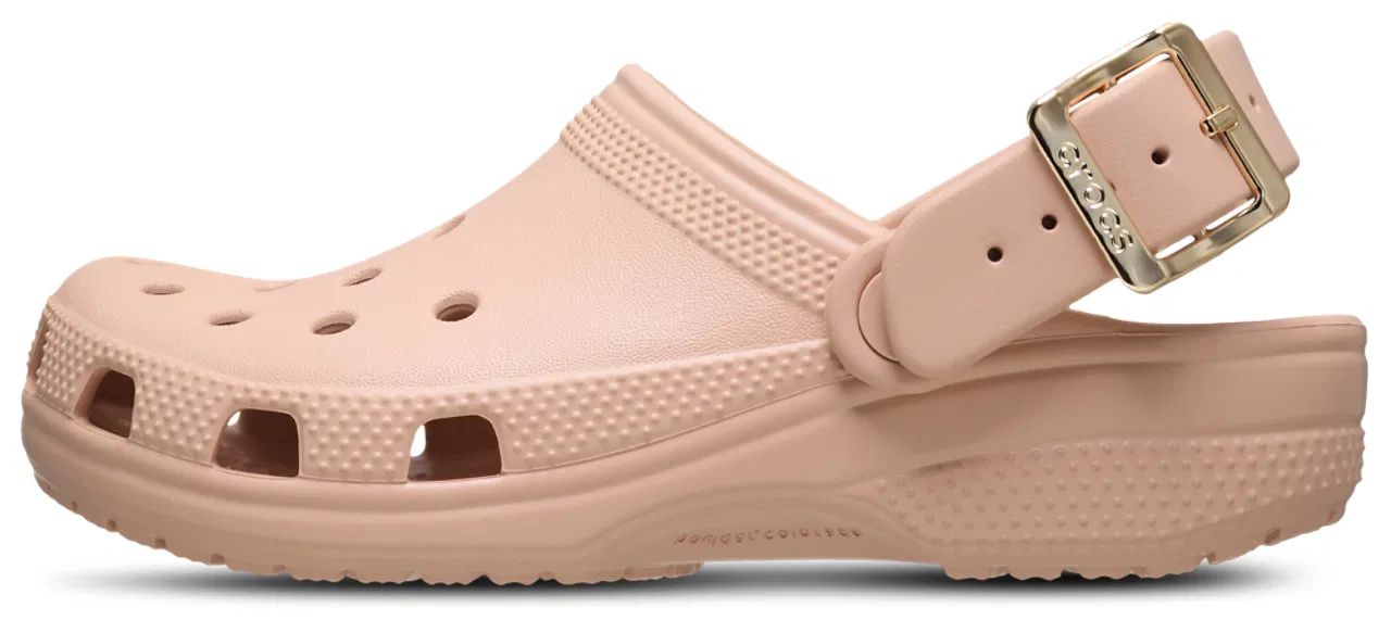 Детские сабо для девочек с металлической пряжкой Classic Metallic Buckle Crocs, Grey/Blush — фото 2