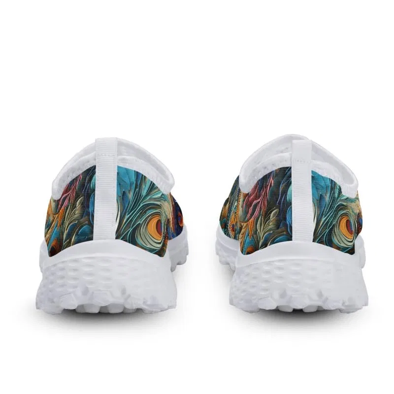 Детские кроссовки для девочек с принтом Snowflake Butterfly Ethnic Pattern Kuiaobaty, Colore Pavone — фото 3