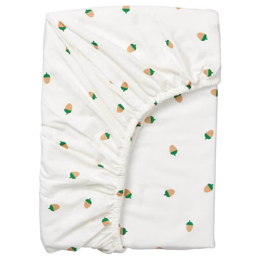 

Простыня на резинке Ikea Brummig Acorn, 90x200, белый/мультиколор