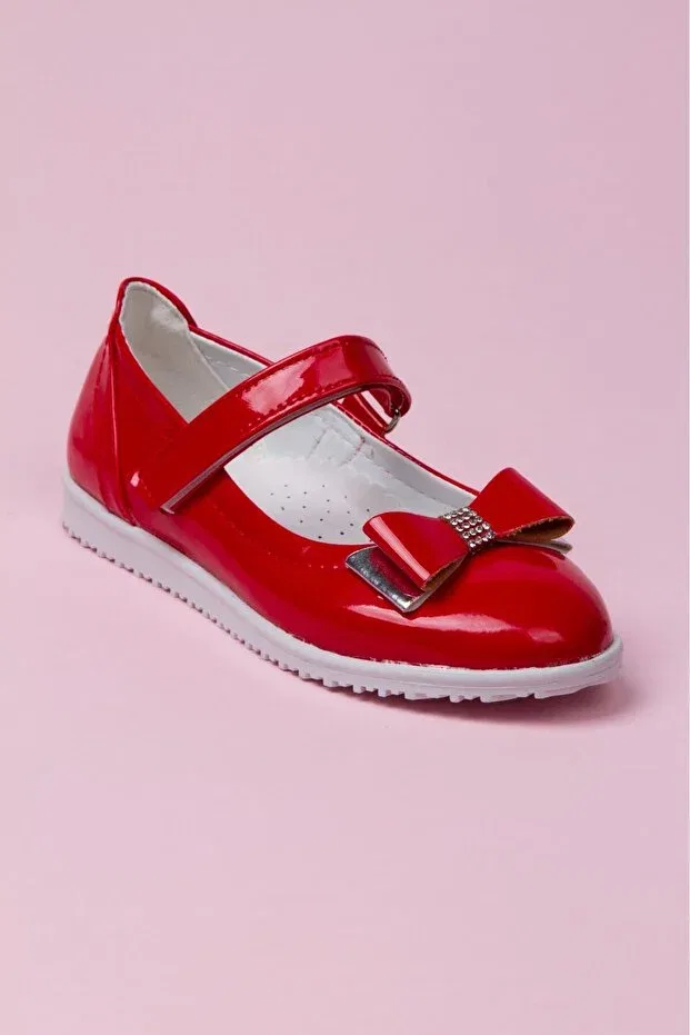 Детские туфли для девочек кожаные Old school Sare Çocuk Giyim, Red