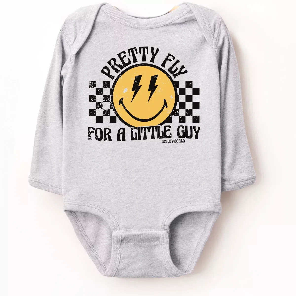 Детское боди с длинным рукавом SmileyWorld Pretty Fly For A Little Guy The Juniper Shop, Heather Grey