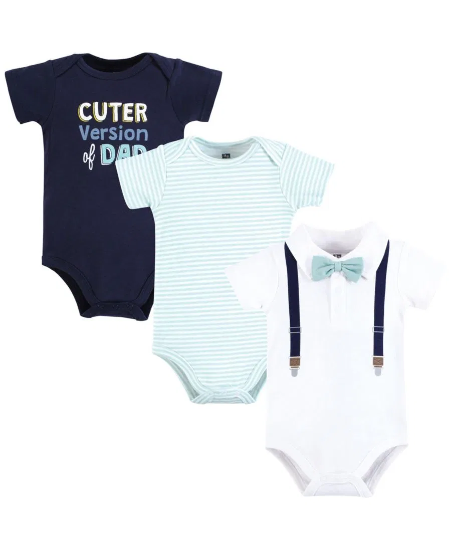 Комплект боди-комбинезонов из 3 предметов с принтом, модель Triple Pack Hudson Baby, Mint Navy Cuter Version