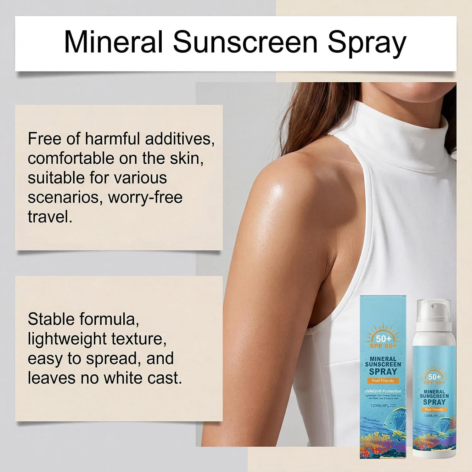Солнцезащитный спрей SPF 50+, минеральный, Generic, 1 шт — фото 3