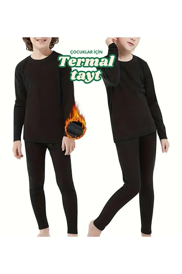 Детские термолеггинсы для мальчиков с завышенной талией Sebura, Black