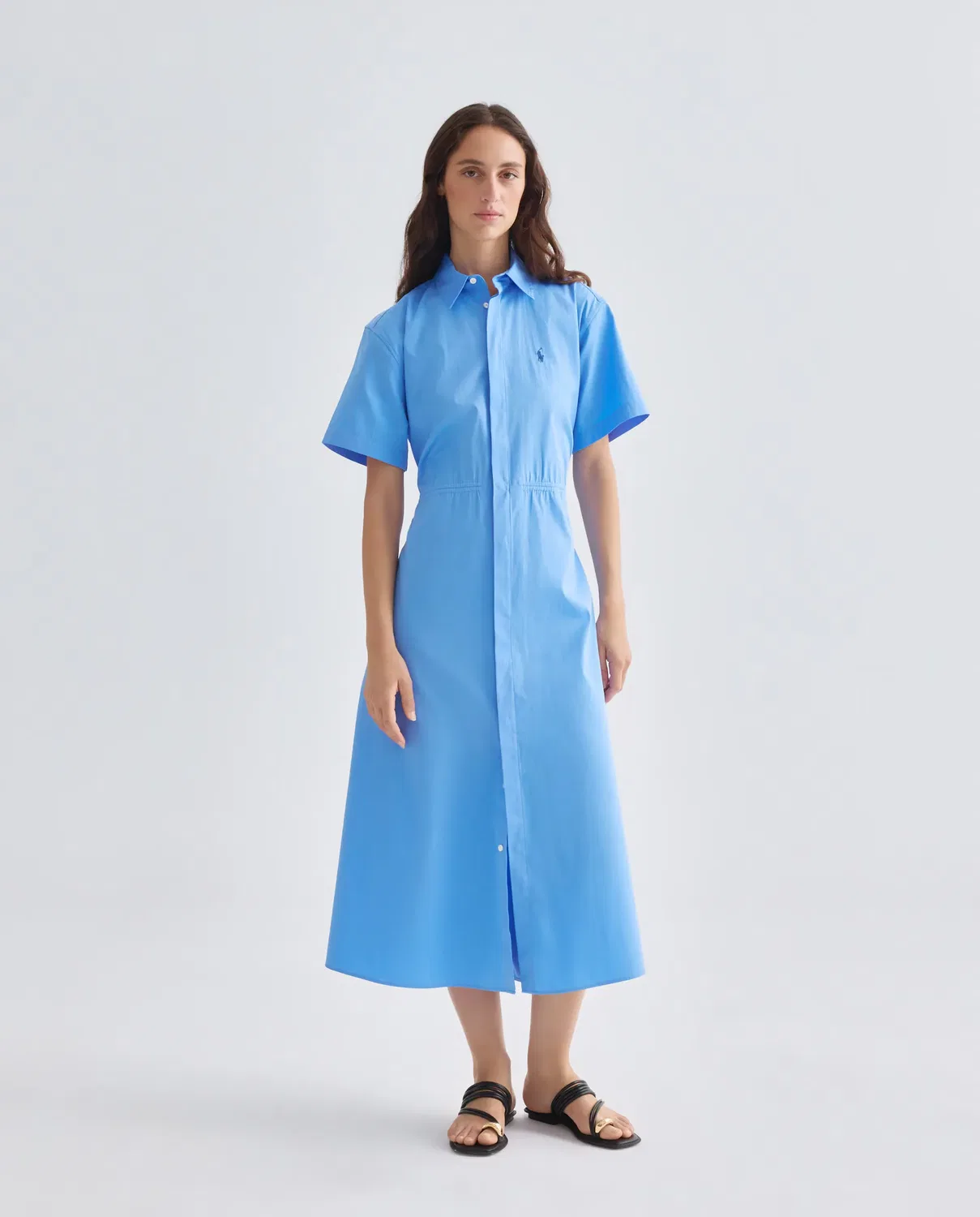 Женское длинное платье-рубашка хлопковое Polo Ralph Lauren, Azul Índigo
