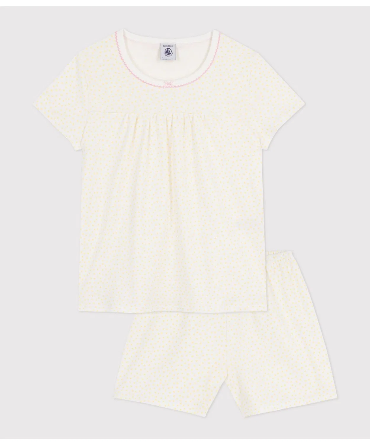 Детская пижама с коротким рукавом с принтом в горошек PETIT BATEAU, Off White