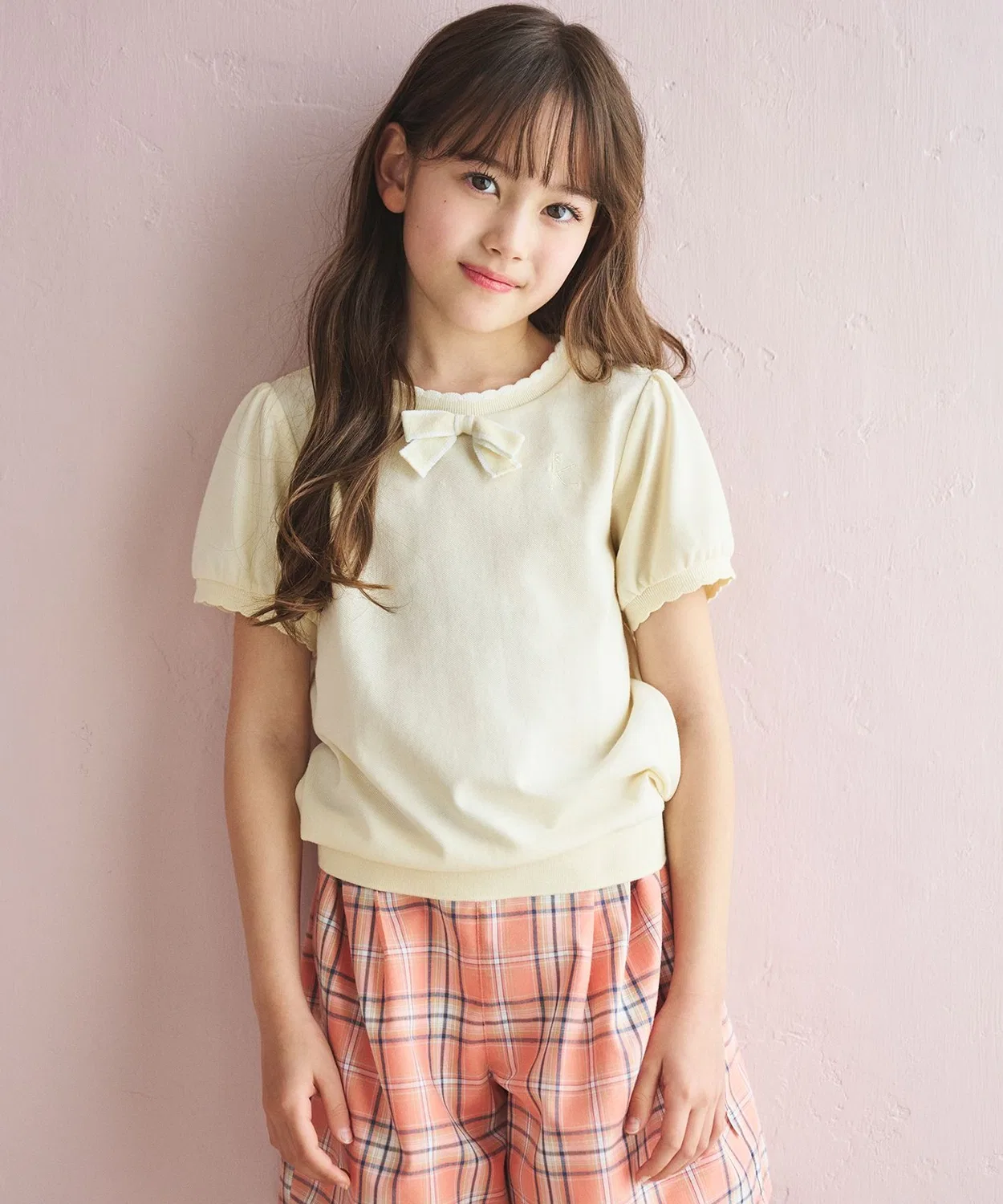 Детская футболка с рифленой текстурой и бантом Kumikyoku KIDS, Light Yellow — фото 3