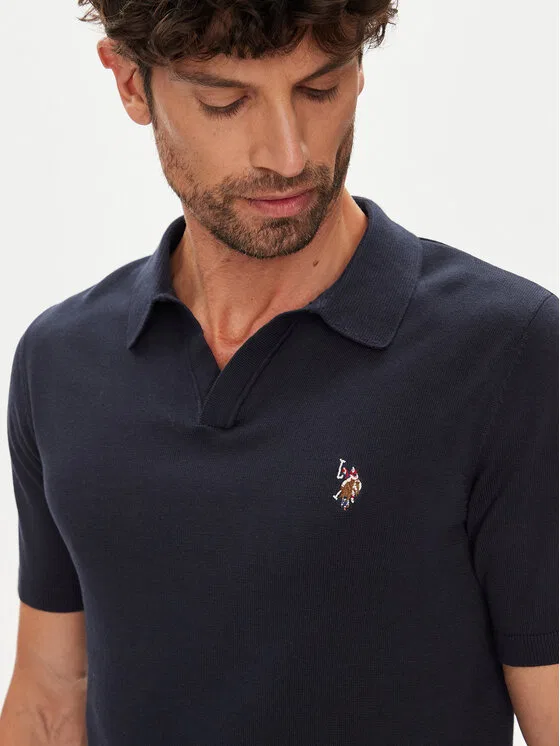 Поло slim fit U.S. Polo Assn., темно-синий — фото 4